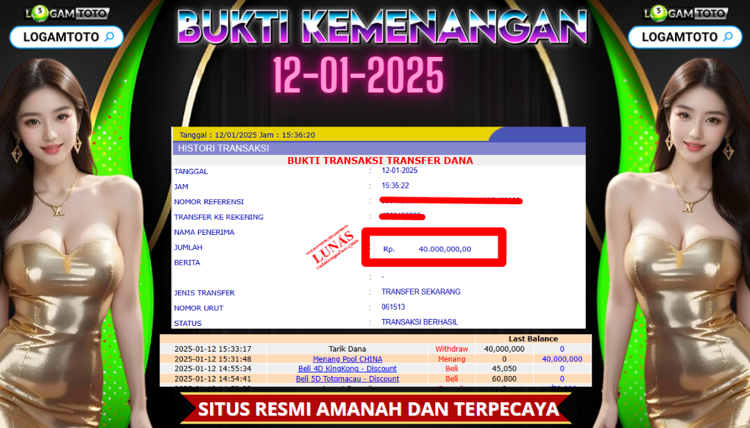 SELAMAT KEPADA MEMBER SETIA LOGAMTOTO BERHASIL JACKPOT DI PERMAINAN TOGEL CHINA POOLS